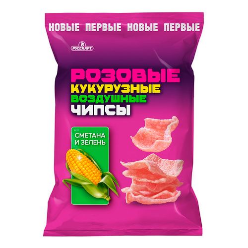 Снеки кукурузные Русскарт Розовые чипсы сметана-зелень 70 г - купить с ...