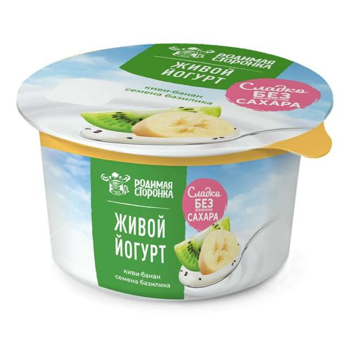 Йогурт Родимая Сторонка Живой киви-банан-семена базилика 3,2% БЗМЖ 150 ...