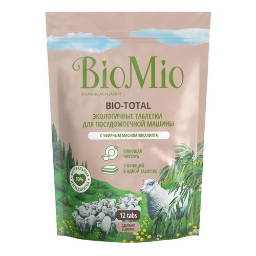 Таблетки для посудомоечных машин BioMio Bio-Total 7 в 1 с маслом эвкалипта 12 шт