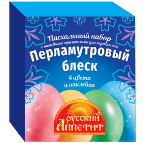 Красители Русский аппетит Перламутровый блеск пищевые для яиц 4 шт + наклейки 12 г