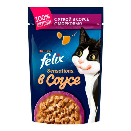 Влажный корм Felix с уткой в соусе повседневный для взрослых кошек 75 г
