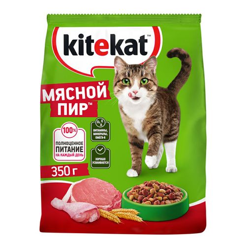 Сухой корм Kitekat Мясной пир для взрослых кошек 350 г