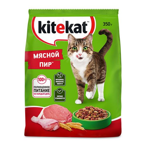 Сухой корм Kitekat Мясной пир для взрослых кошек 350 г