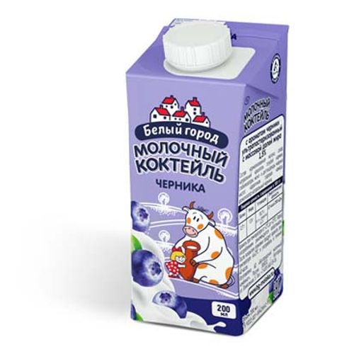 Молочный коктейль Белый Город черника 1,5% 200 мл