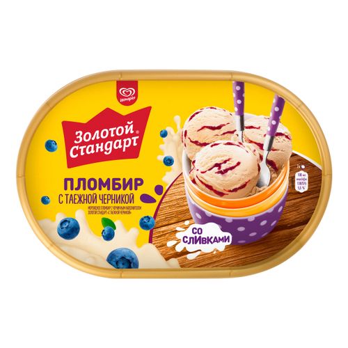 Мороженое пломбир Золотой Стандарт черника БЗМЖ 475 г