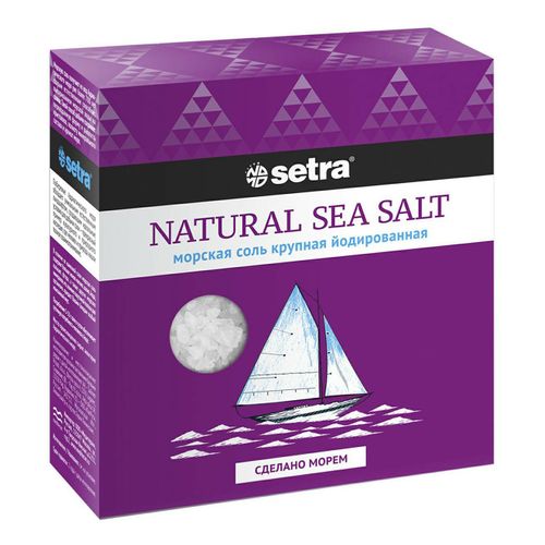 Соль морская Setra пищевая йодированная крупная 500 г