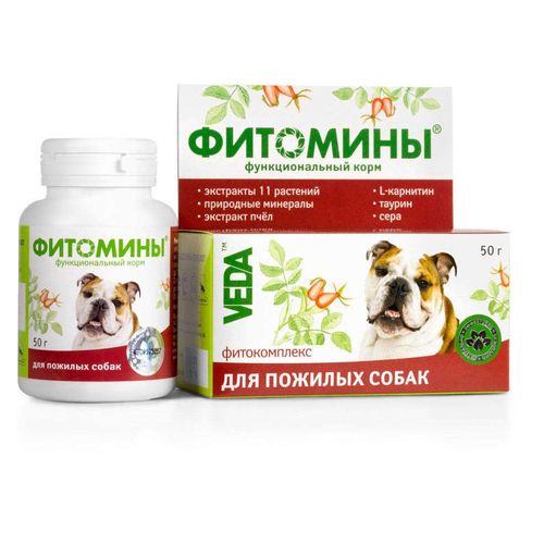 Фитомины Veda для пожилых собак таблетки 50 г