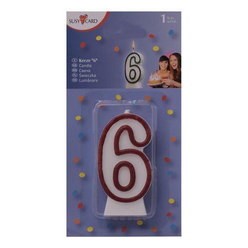 Свеча праздничная цифра 6 Susy Card 8,5 см в ассортименте (цвет по наличию)