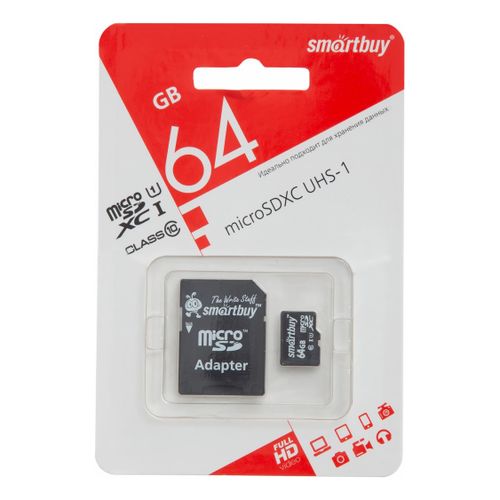 Карта памяти Smartbuy MicroSDXC 64 ГБ класс 10