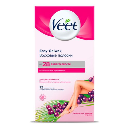 Восковые полоски Veet Easy Gel-wax для нормальной кожи тела 12 шт