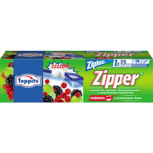 Пакеты для заморозки Toppits Zipper 1 л 15 шт
