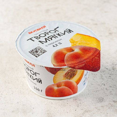Творог мягкий ВкусВилл с персиком однородный 4,2% БЗМЖ 150 г