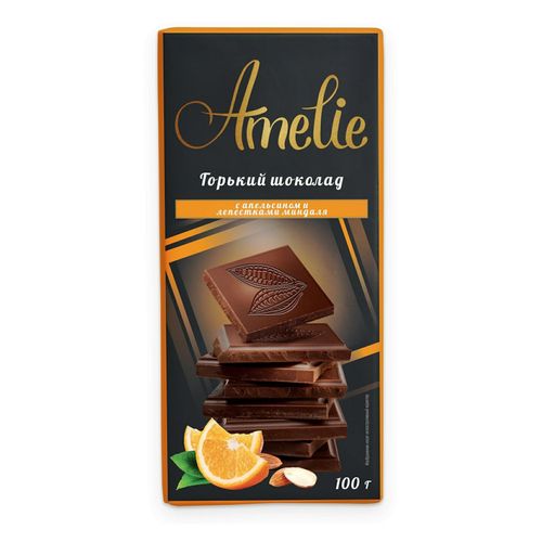Шоколад Amelie горький апельсин и лепестки миндаля 100 г - купить с ...