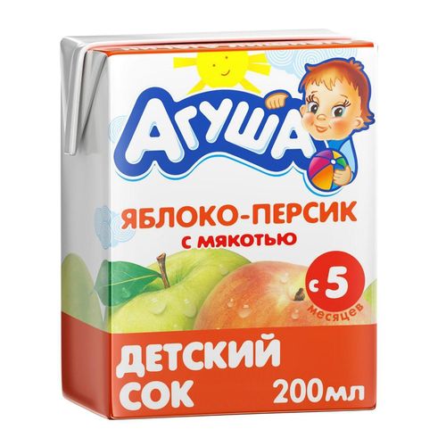 Сок детский Агуша яблоко-персик с 5 месяцев 200 мл