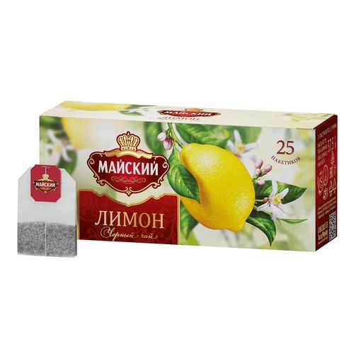 Чай черный Майский Лимон в пакетиках 1,5 г х 25 шт
