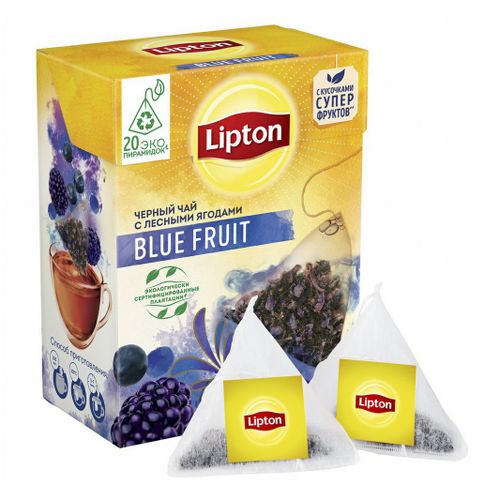 Чай черный Lipton Blue Fruit Tea с кусочками лесных ягод в пирамидках 1,8 г х 20 шт