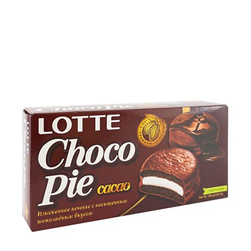 Печенье Lotte Choco Pie Cacao бисквитное глазированное с какао 168 г