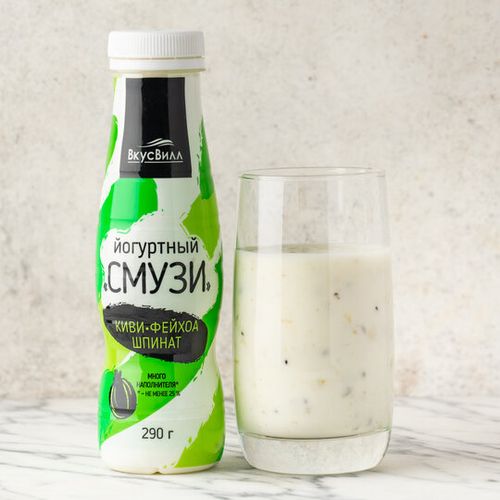 Йогурт питьевой ВкусВилл Смузи киви-фейхоа-шпинат 1,3% БЗМЖ 290 г
