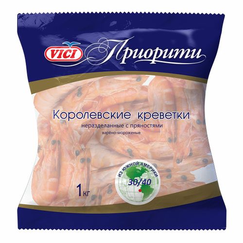 Креветки Vici Приорити вареные 30/40 замороженные 1 кг