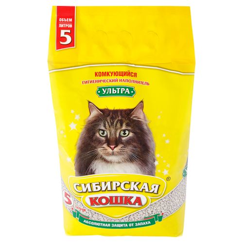 Наполнитель Сибирская кошка Ультра для кошек комкующийся 5 л