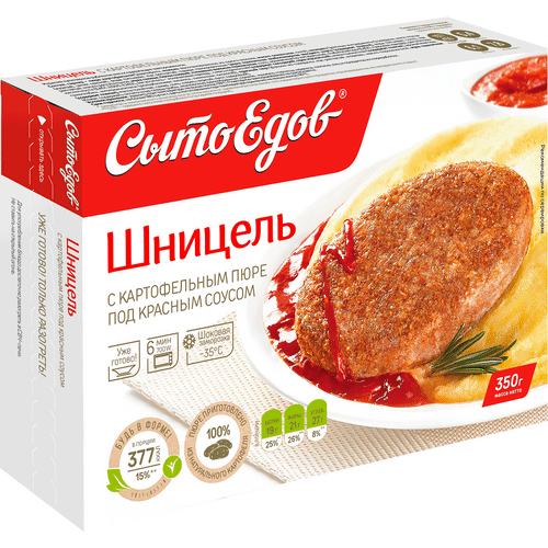 Шницель Сытоедов с картофельным пюре под красным соусом замороженный 280 г