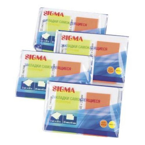 Закладки Sigma 45 х 25 мм 2 цвета х 4 шт