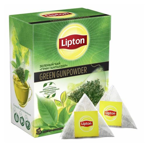 Чай зеленый Lipton Green Gunpowder Ганпаудер в пирамидках 1,8 г х 20 шт