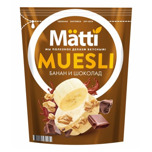 Мюсли Matti овсяные хрустящие гранола с бананом и шоколадом 250 г