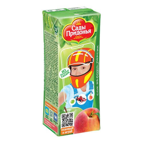 Сок детский Сады Придонья Яблоко-персик с мякотью с 5 месяцев 200 мл