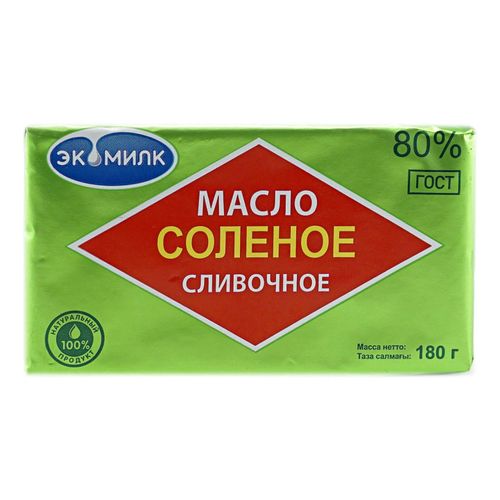 Сливочное масло соленое Экомилк 80% БЗМЖ 180 г