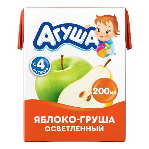 Сок детский Агуша яблоко-груша осветленный с 4 месяцев 200 мл