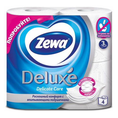 Туалетная бумага Zewa Deluxe 3 слоя 4 рулона