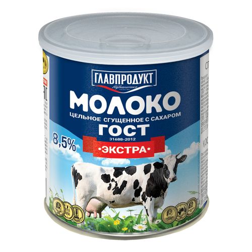 Сгущенное молоко Главпродукт Экстра цельное с сахаром 8,5% БЗМЖ 380 г