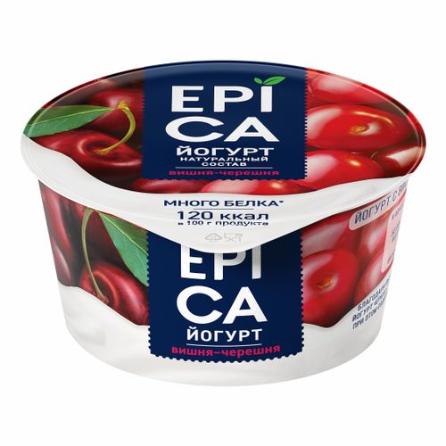 Йогурт Epica натуральный с вишней и черешней 4,8% БЗМЖ 130 г