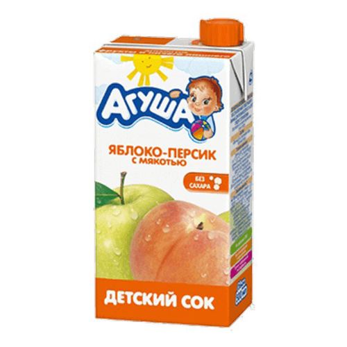 Сок детский Агуша Яблоко-персик с мякотью с 3 лет 500 мл