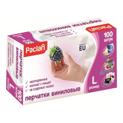 Перчатки Paclan виниловые L 100 шт