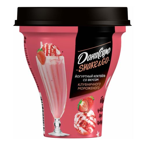Коктейль йогуртный Даниссимо клубничное мороженое 5,2% БЗМЖ 260 г
