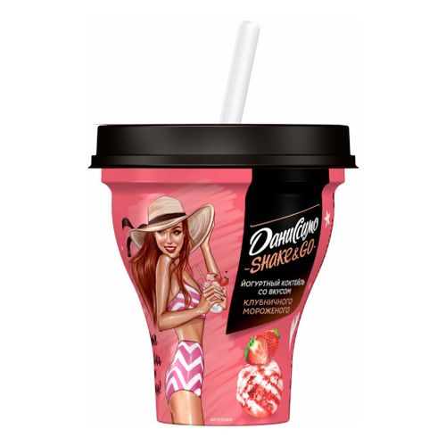 Коктейль йогуртный Даниссимо клубничное мороженое 5,2% БЗМЖ 260 г