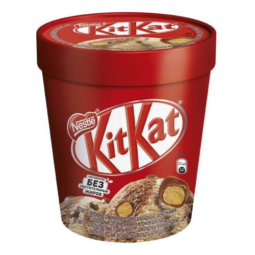 Мороженое сливочное KitKat Двухслойное с шоколадным соусом и печеньем в шоколаде 278 г