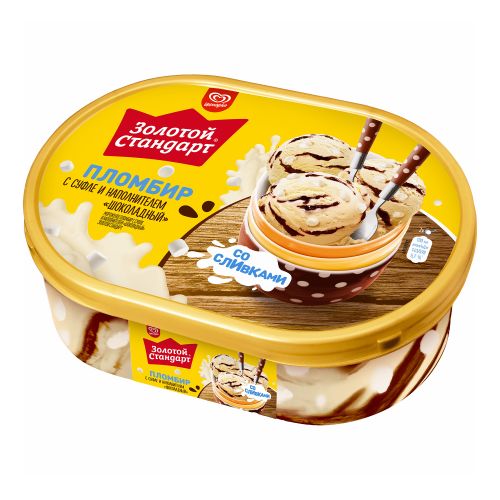 Мороженое пломбир Золотой Стандарт с суфле и шоколадным наполнителем 475 г