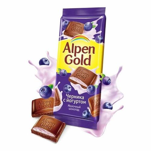 Шоколад Alpen Gold молочный с чернично-йогуртовой начинкой 85 г