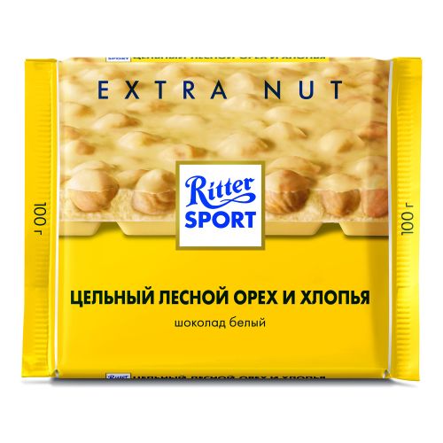 Шоколад Ritter Sport белый с цельным лесным орехом и хлопьями 100 г