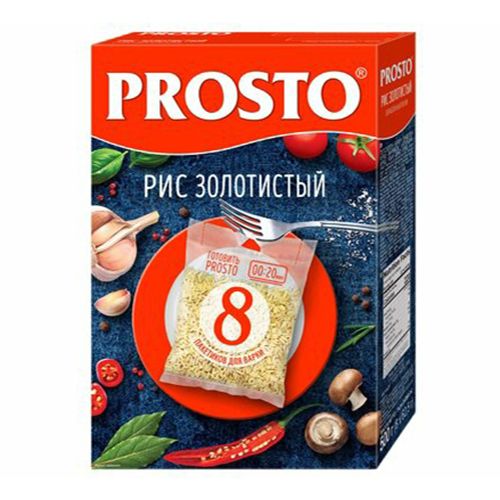 Рис Prosto Золотистый длиннозерный пропаренный шлифованный в варочных пакетиках 62,5 г x 8 шт