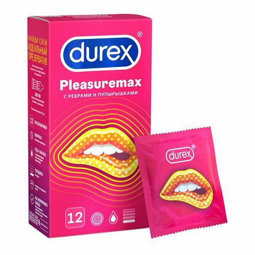 Презервативы Durex Pleasuremax с ребрами и пупырышками 12 шт
