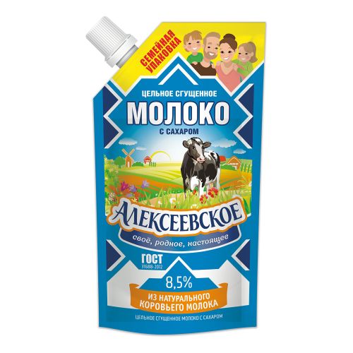 Сгущенное молоко Алексеевское цельное с сахаром 8,5% БЗМЖ 650 г