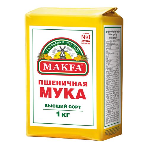 Мука Makfa пшеничная хлебопекарная высший сорт 1 кг