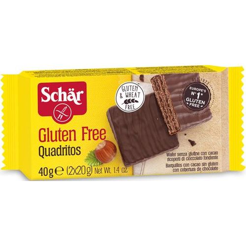 Вафли Dr. Schar Quadritos с какао в шоколаде без глютена 40 г
