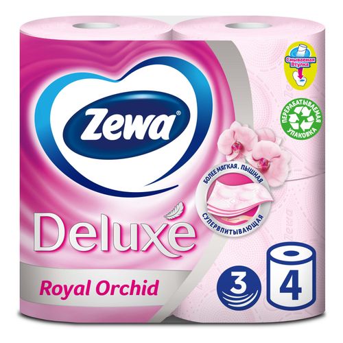 Туалетная бумага Zewa Deluxe Орхидея 3 слоя 4 шт