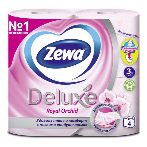 Туалетная бумага Zewa Deluxe Орхидея 3 слоя 4 шт