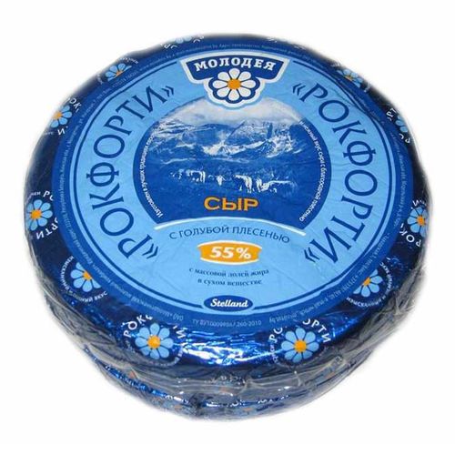 Сыр мягкий Молодея Рокфорти с голубой плесенью 55% ~1 кг